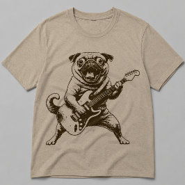 Vintage Rockband Mops-Hund spielt E-Gitarre T-Shirt