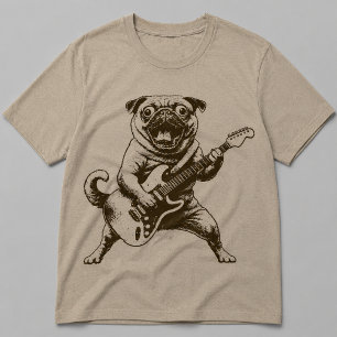 Vintage Rockband Mops-Hund spielt E-Gitarre T-Shirt