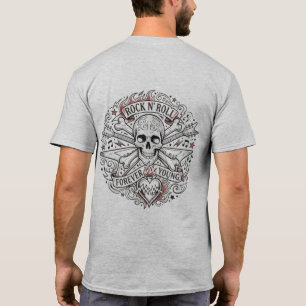 Vintage-Rocker-Totenkopf und gekreuzte Knochen T-Shirt