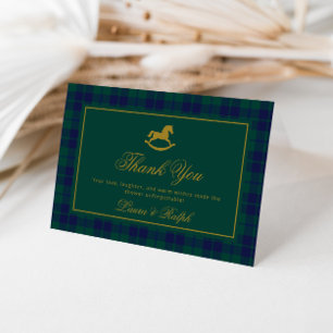 Vintage Rocking Horse Classic Kariert Baby Dusche Dankeskarte