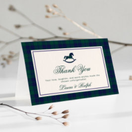 Vintage Rocking Horse Classic Kariert Baby Dusche Dankeskarte