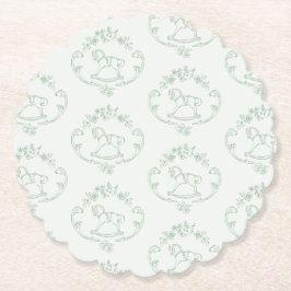 Vintage Rockpferde Toile Sage Grüne Babydusche Untersetzer