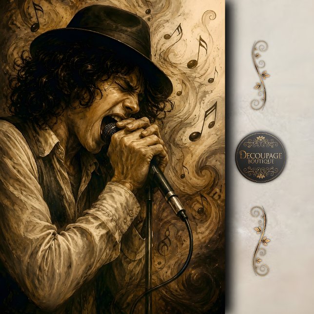 Vintage-Rocksänger-Art-Decoupage Seidenpapier (Vintage Rock Singer Art Decoupage Tissue Paper)