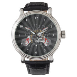 Vintage Rockschädel und Gitarren Armbanduhr