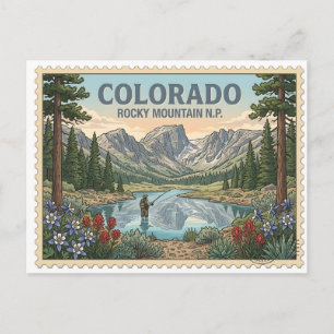 Vintage Rocky Mountain National Park Colorado Postkarte