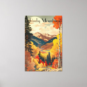 Vintage Rocky Mountains Herbst benutzerdefinierter Leinwanddruck