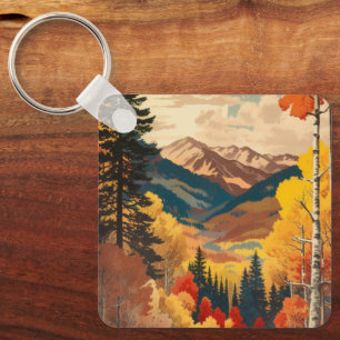 Vintage Rocky Mountains Herbst Custom Text Schlüsselanhänger