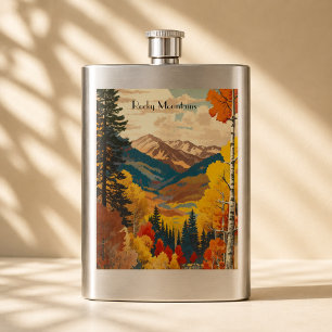 Vintage Rocky Mountains Herbst Escape Flachmann
