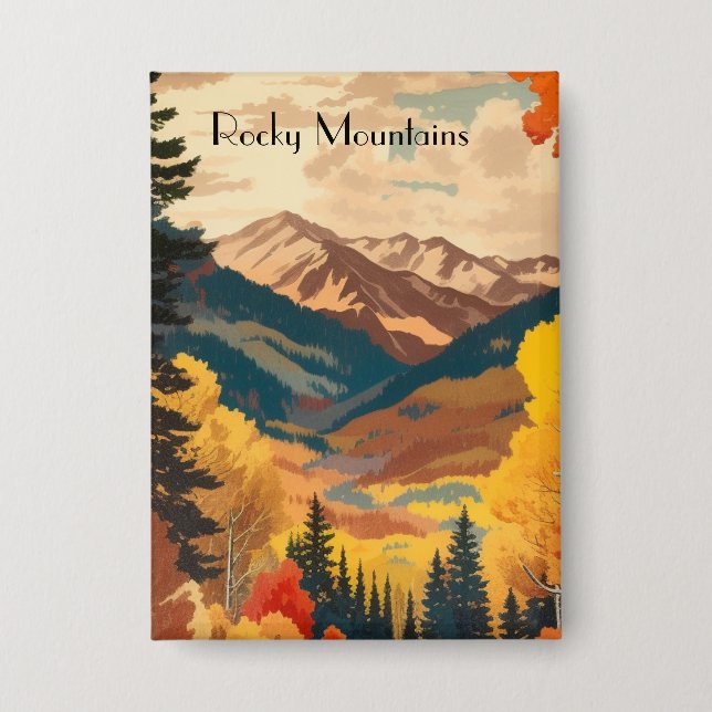 Vintage Rocky Mountains Herbst mit individuellem T Button (Vorderseite)