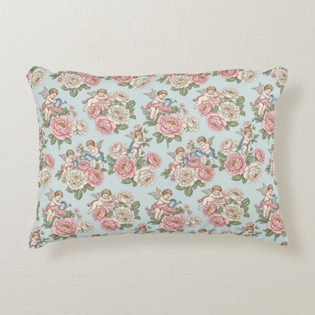 Vintage Rococo Revival Rose Garden Romantic  Dekokissen (Vorderseite)