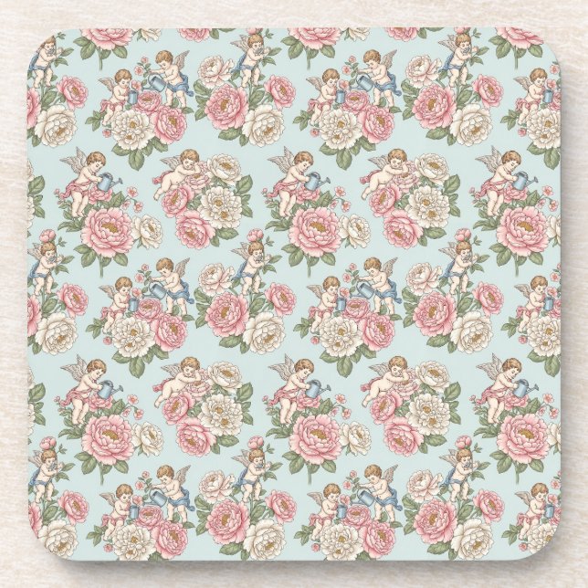 Vintage Rococo Revival Rose Garden Romantic  Getränkeuntersetzer (Vorderseite)