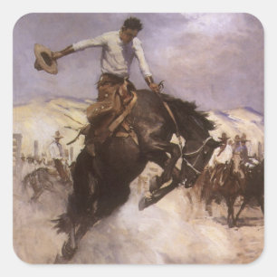 Vintage Rodeo Cowboy, Breezy Riding von WHD Koerne Quadratischer Aufkleber