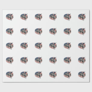 Vintage-Rodeo-Cowboy-patriotischer-Pferdereiter-Ve Geschenkpapier