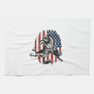 Vintage-Rodeo-Cowboy-patriotischer-Pferdereiter-Ve Geschirrtuch