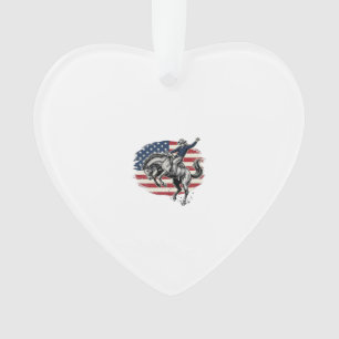 Vintage-Rodeo-Cowboy-patriotischer-Pferdereiter-Ve Ornament
