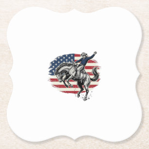 Vintage Rodeo Cowboy Patriotischer Pferdereiter Ve Untersetzer