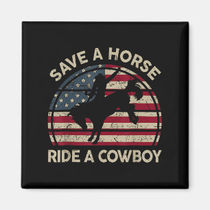 Vintage Rodeo Cowboy Western Country Pferd Usa Pat Magnet