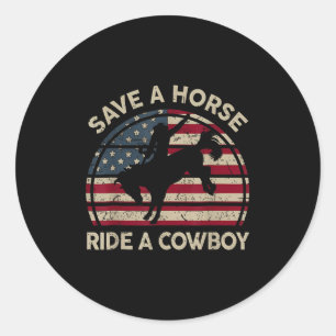 Vintage Rodeo Cowboy Western Country Pferd Usa Pat Runder Aufkleber