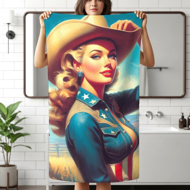 Vintage-Rodeo-Pin-up Strandtuch (Von Creator hochgeladen)