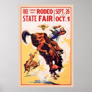 Vintage-Rodeo-Plakat Cowboy-Wandkunst, Western Poster