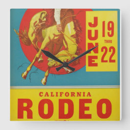 Vintage Rodeo-Poster-Uhr Quadratische Wanduhr