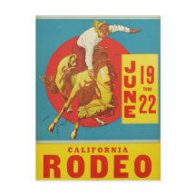 Vintage-Rodeo-Postkarte aus Kalifornien