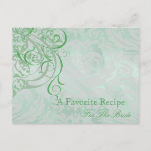 Vintage Rokoko Green Brautparty Rezept Card Postkarte
