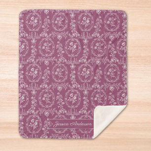 Vintage-Rokokoo-Blumen-Blumenmuster personalisiert Sherpadecke