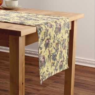 Vintage-Rokokorevival-Chinoiserie-Muster Kurzer Tischläufer
