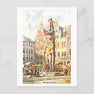 Vintage Roland-Statue, Bremen, Deutschland Postkarte