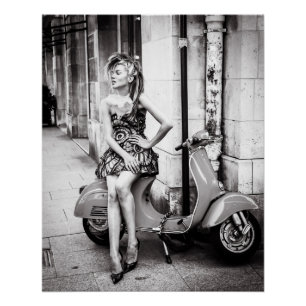 Vintage Roller Mädchen auf Roller Poster Paris
