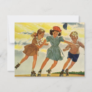 Vintage-Rollschuhspaß Kinder Jungen und Mädchen Einladung