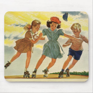 Vintage-Rollschuhspaß Kinder Jungen und Mädchen Mousepad