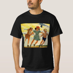 Vintage-Rollschuhspaß Kinder Jungen und Mädchen T-Shirt