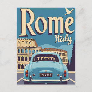 Vintage Rom Italien Reiseplakat Colosseum Postkarte