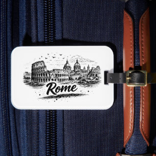 Vintage Rom Italien Stadtlandschaft Bleistiftkunst Gepäckanhänger