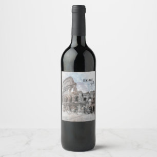 Vintage Rom Kolosseum Weinlabel – Reise Kunst Weinetikett