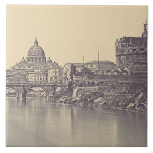 Vintage Rom Tiberburg und Vatikan Feine Kunst Fliese