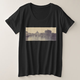 Vintage Rom Tiberburg und Vatikan Feine Kunst Große Größe T-Shirt