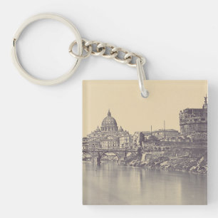 Vintage Rom Tiberburg und Vatikan Feine Kunst Schlüsselanhänger