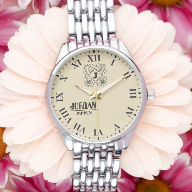 Vintage Roman Numeral Monogram Classic  Armbanduhr (Von Creator hochgeladen)