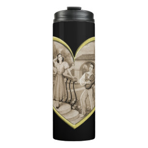 Vintage Romance Paar, Mann und Frau Liebe Thermosbecher