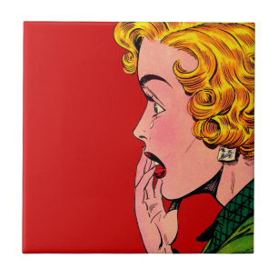 Vintage Romance Roman-Mädchen-Comic-Kunst Fliese