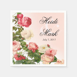Vintage Romance rosa Mit BlumenRosen erröten Serviette