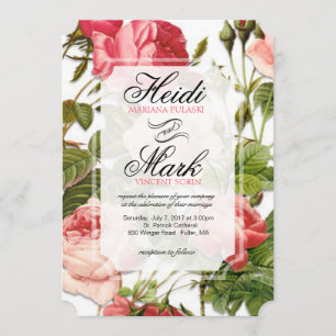 Vintage Romance rosa Wedding Mit BlumenRosen Einladung