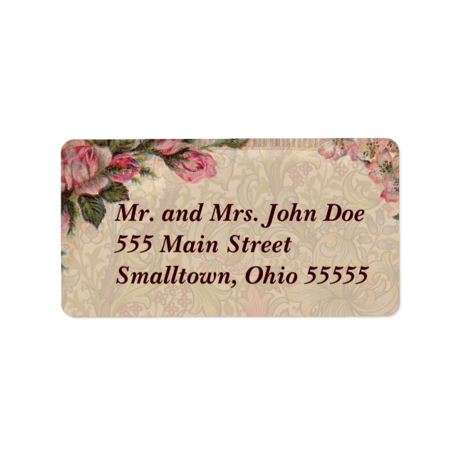 Vintage romanische Couple Antique Rose Hochzeit Adressaufkleber (Vorne)