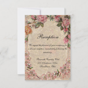 Vintage romanische Couple Antique Rose Hochzeit Einladung