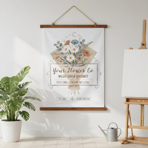 Vintage-Romanseiten-Blumen Maßdesign Wandteppich Mit Holzrahmen