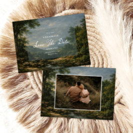 Vintage Romantic tapestry blue Wedding photo Save The Date