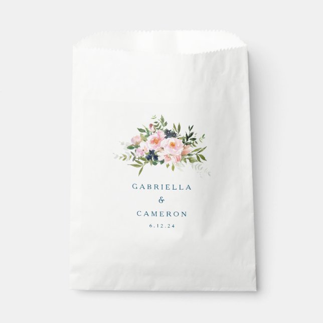Vintage Romantik Florals bei Blue Wedding Geschenktütchen (Vorderseite)